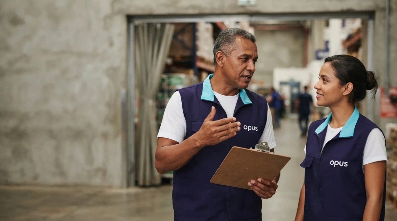 Promotor conversando com outro promotor sorbe a capacidade