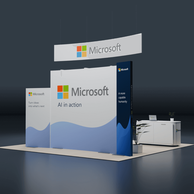 20x20 productivity software booth rental for AI workflow demos and customer conversations