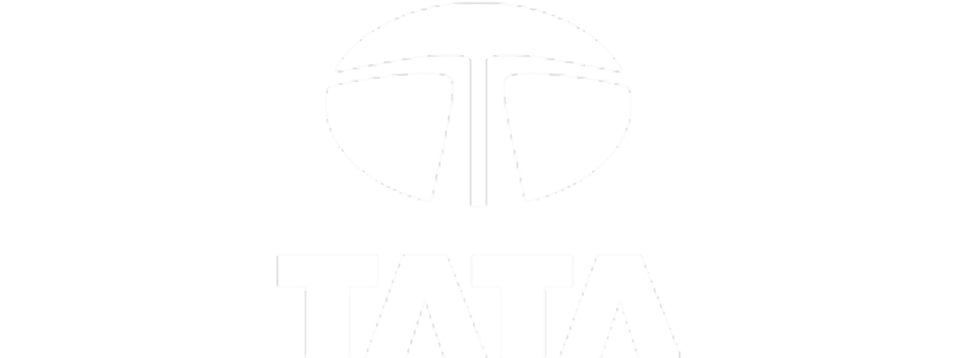 The image features the Tata Motors logo, displaying a stylized 'T' within a circular emblem above the word 'TATA', all in white against a transparent background, representing the globally recognized brand.