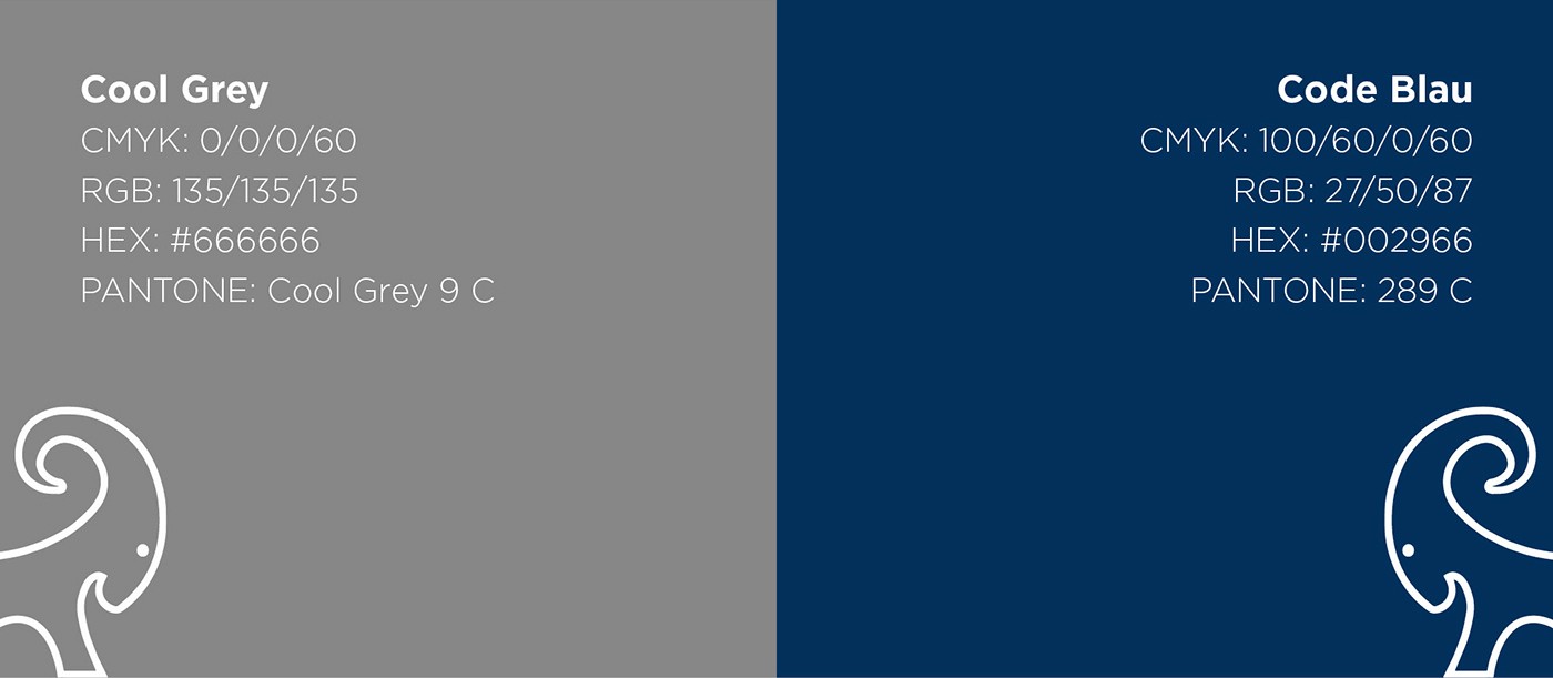 Farbwelt Cool Grey und Code Blau