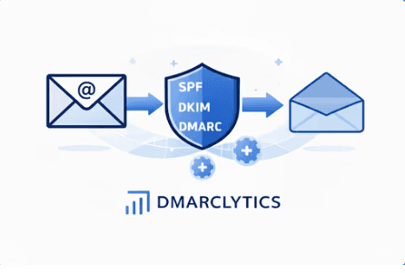 Dmarclytics SPF, DKIM & Dmarc illustration 