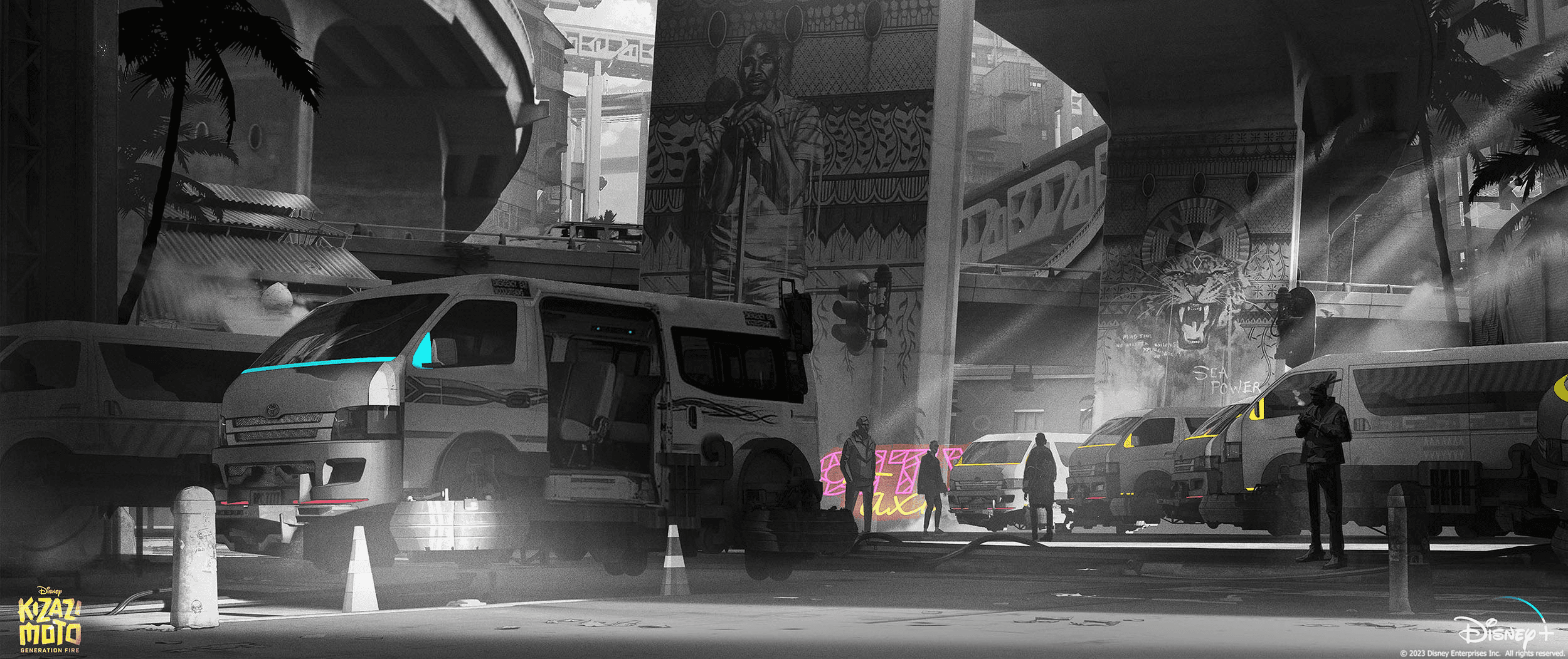 Kizazi Moto world-building art – exploring spatial depth and environmental physicality