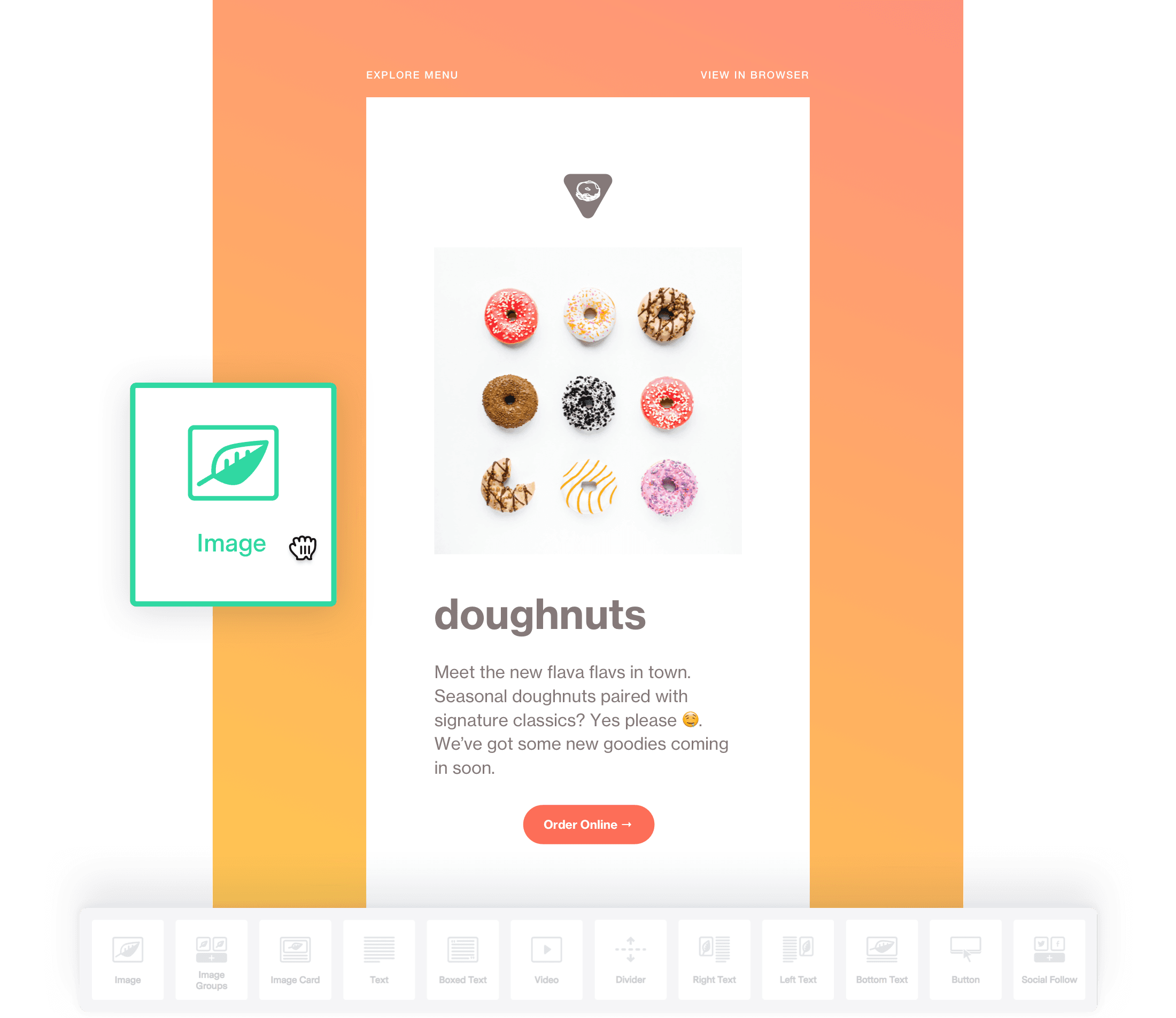 Header for visual email builder