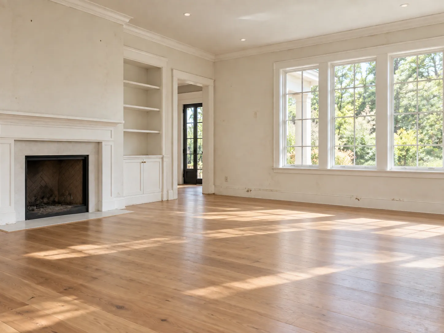 Living room before painting, with dingy yellowed walls
