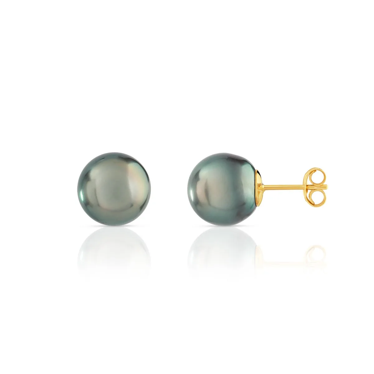 Boucles d'oreilles en or jaune 750 sertie de perles de Tahiti