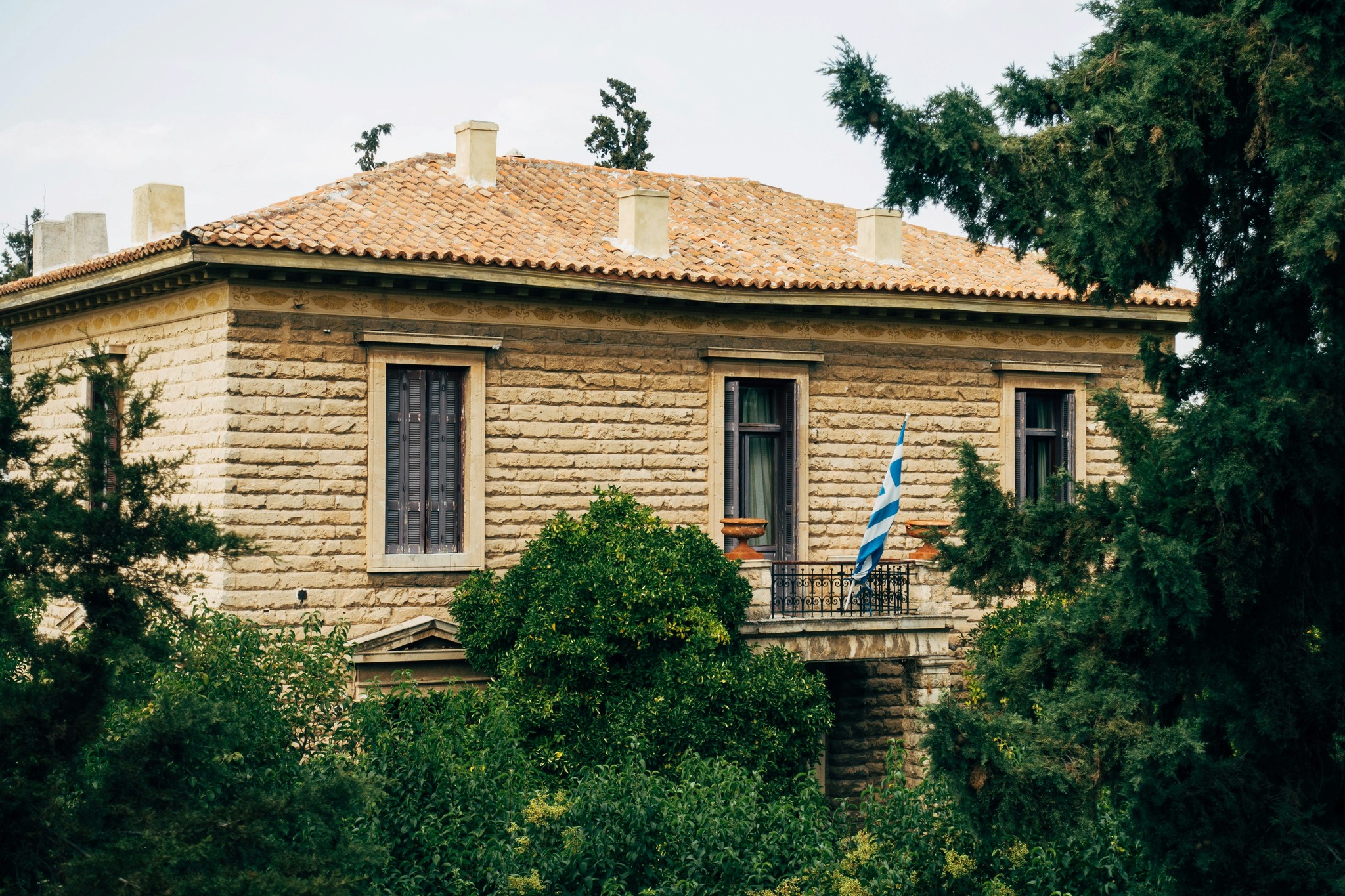 House with Greek flag