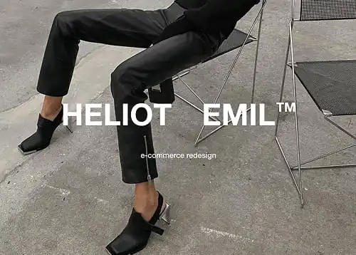 Redesign of the e-commerce platform for Danish fashion brand Heliot Emil in an industrial style.