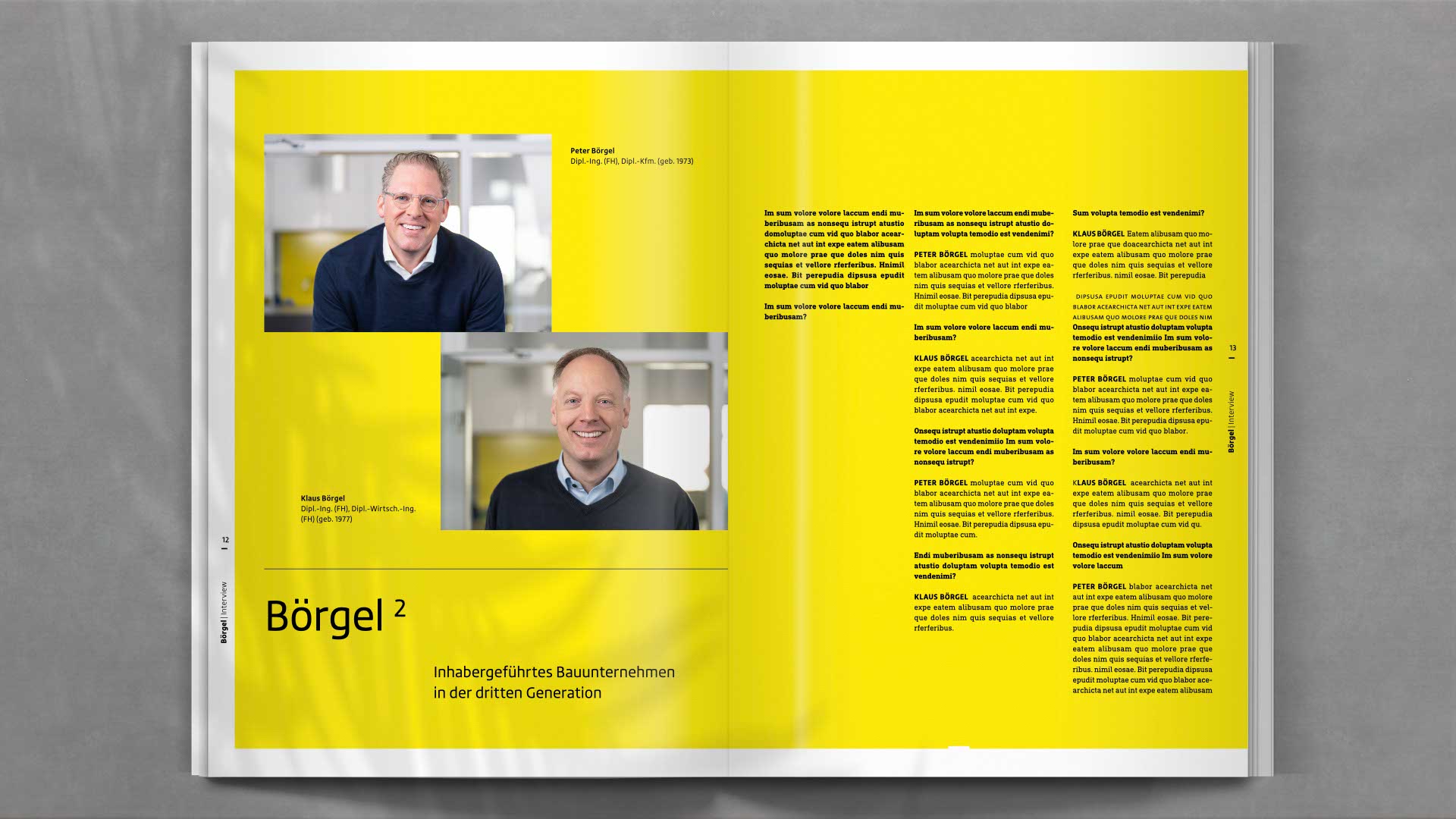 Doppelseite mit Projektbericht aus dem Bereich Ingenieurbau – übersichtlich strukturiert, mit Bild-Text-Komposition und pointierter Farbführung.