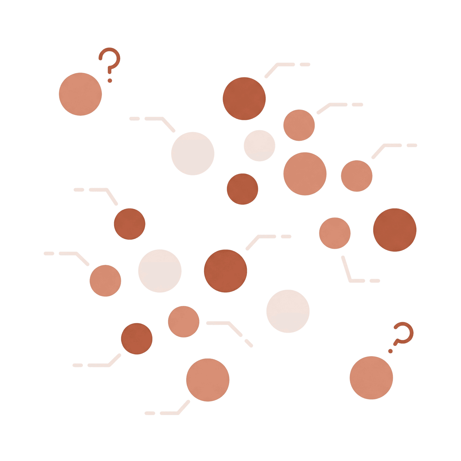 Disconnected nodes representing AI uncertainty and hallucination