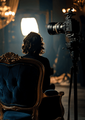 Woman in pink dress behind the river