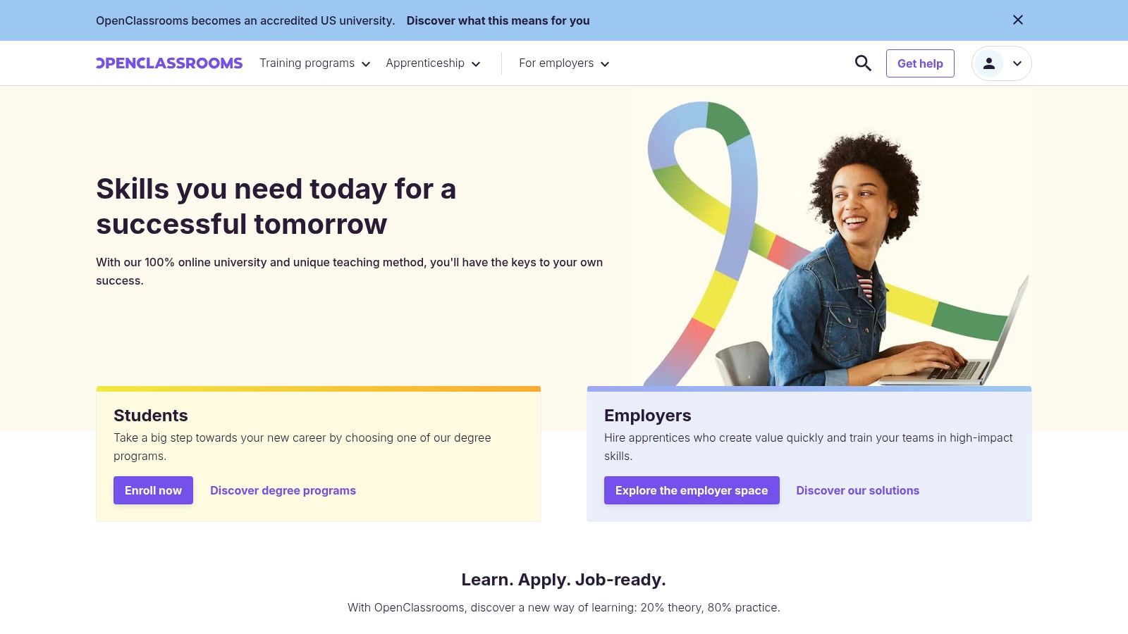 Interface de la plateforme OpenClassrooms