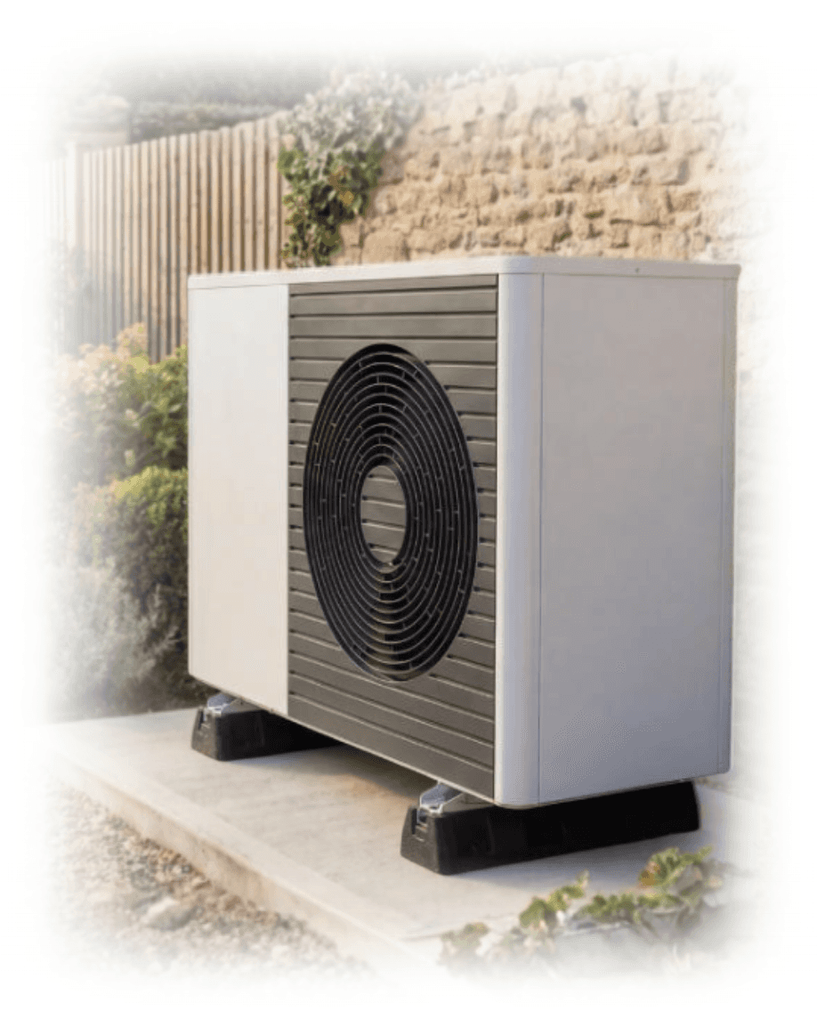 Header Bild für mobile Version mit einem Baby und einer Auflistung verschiedener Merkmale unserer Fußbodenheizung.