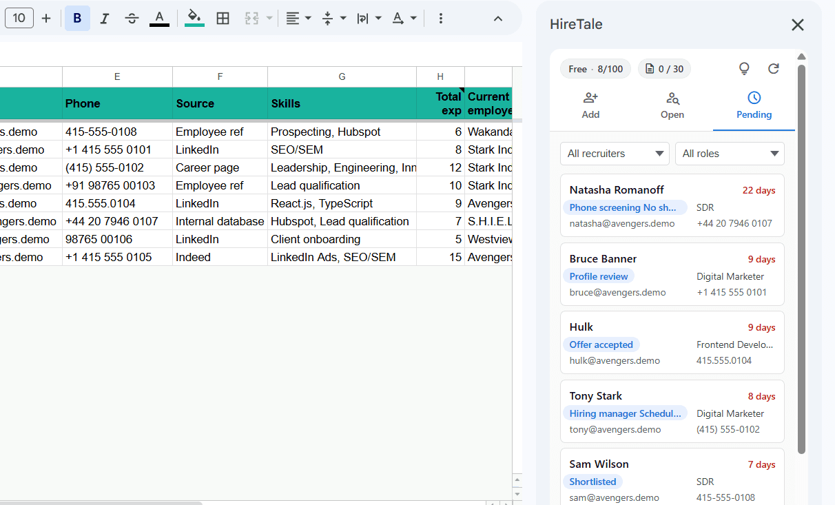  HireTale ATS helps recruiters by giving smart follow-up suggestions to make the hiring quicker.