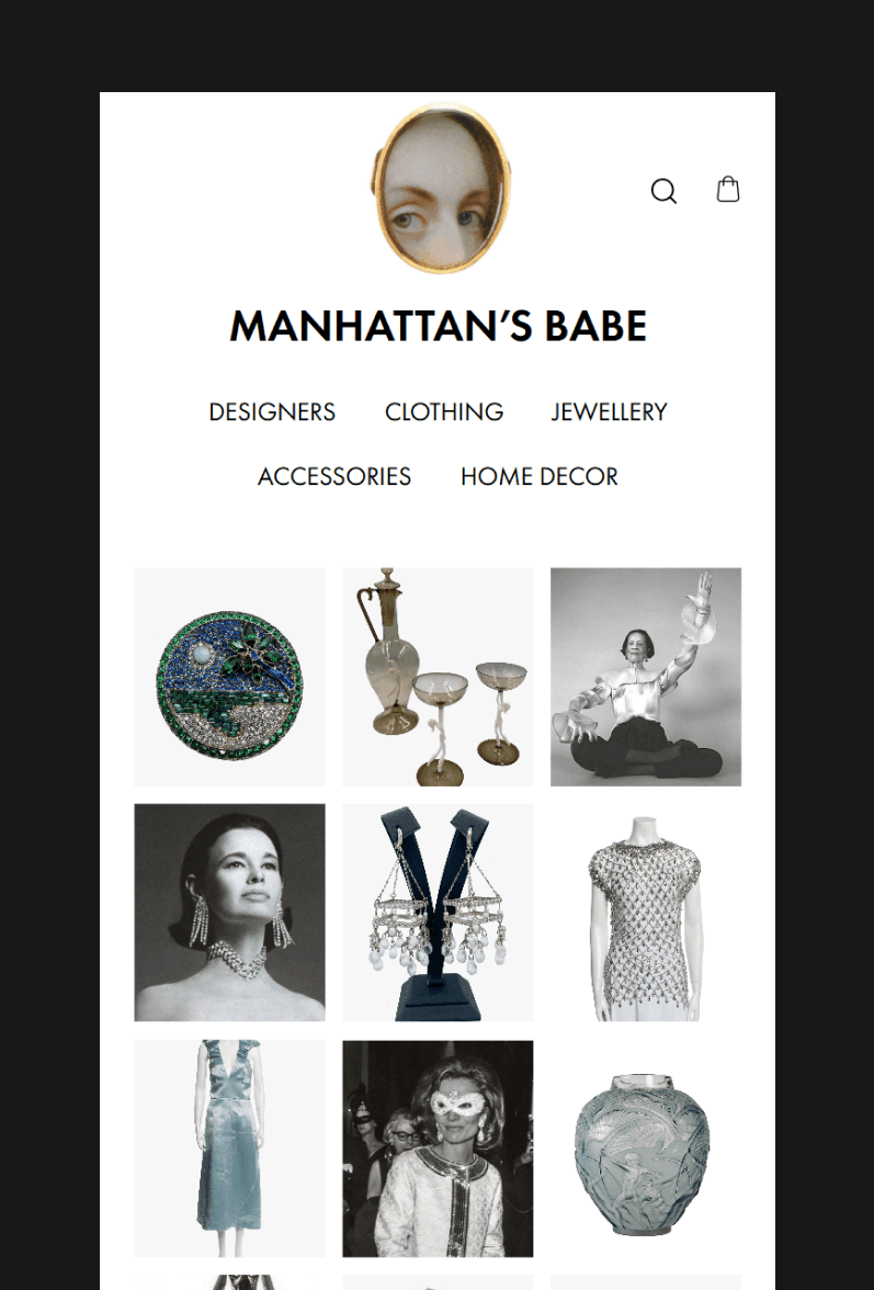Мобільна версія сайту вінтажного магазину Manhattan’s Babe