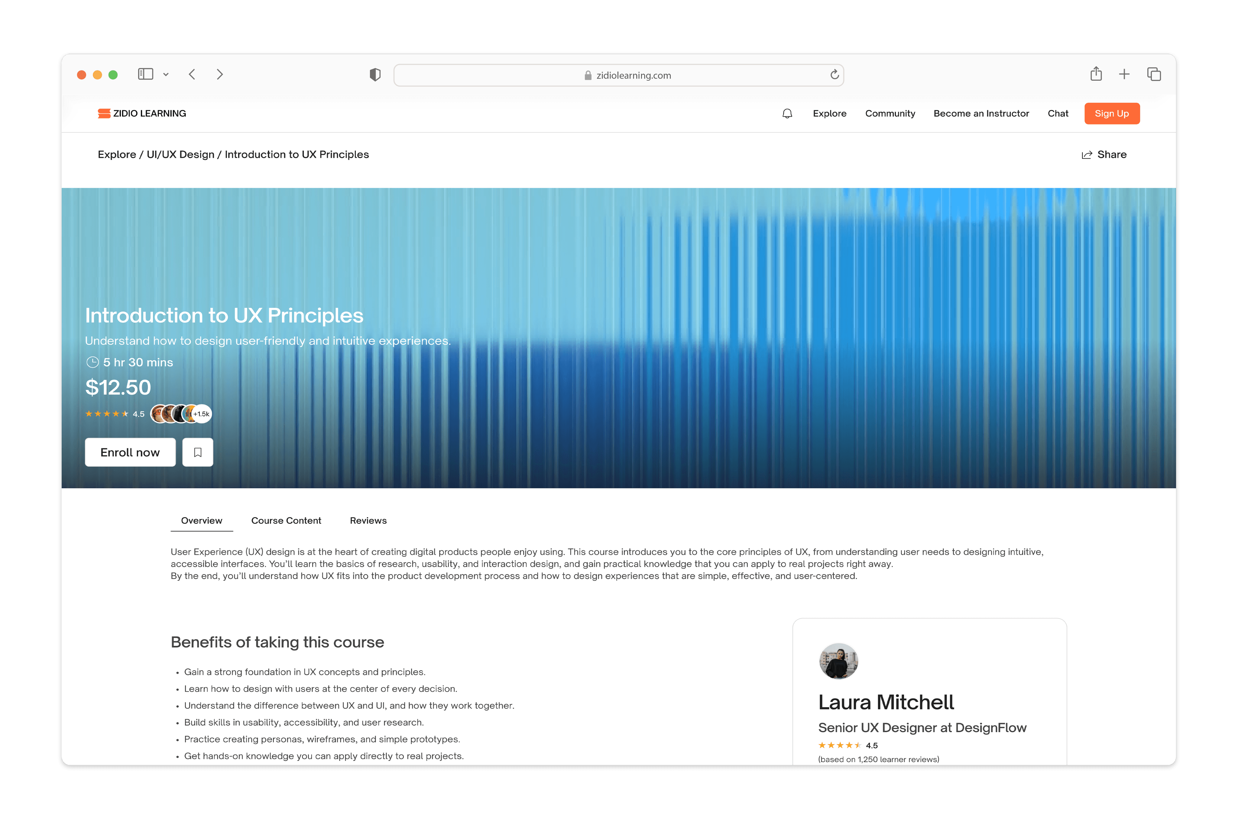 Course details page-hi-fi mockup
