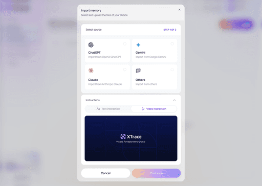 AI tools connected through XTrace unified memory layer