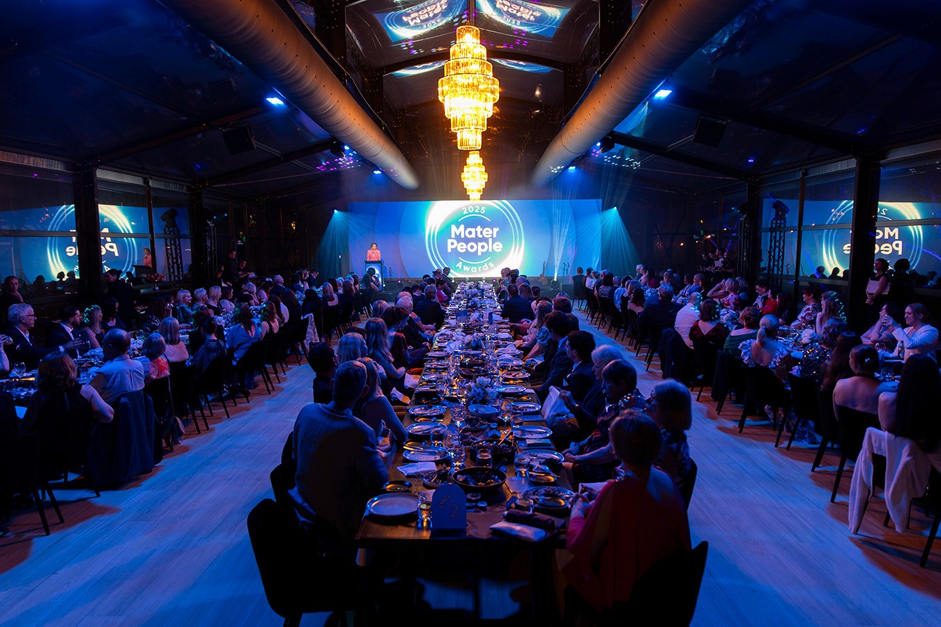 Gala table set up at the Mater Awards 2025 at Glo House