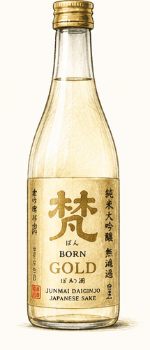 Born Gold sake bottle