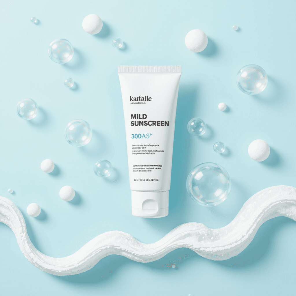 product photography of tube of mild sunscreen