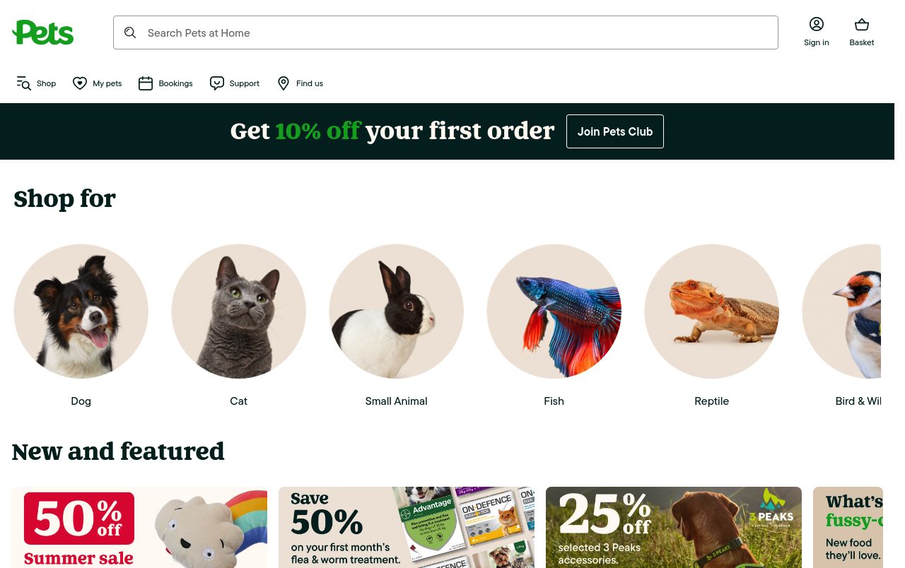 Pets ecommerce website design