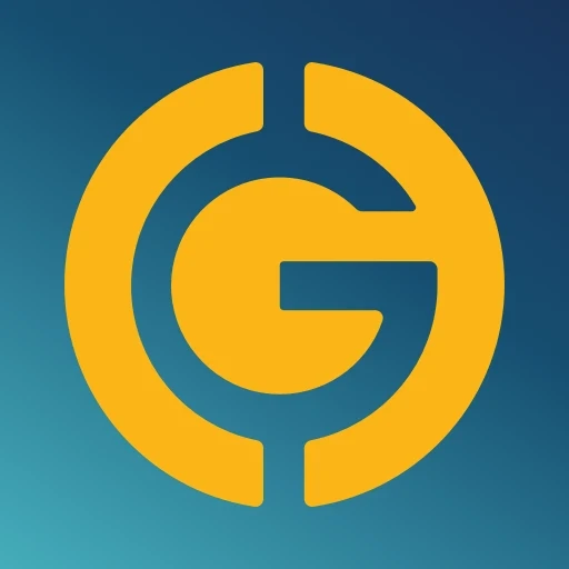 G-Coin icon showing a golden “G” symbol enclosed within a circular frame on a gradient blue background. Sleek, modern logo design associated with digital gold ownership.