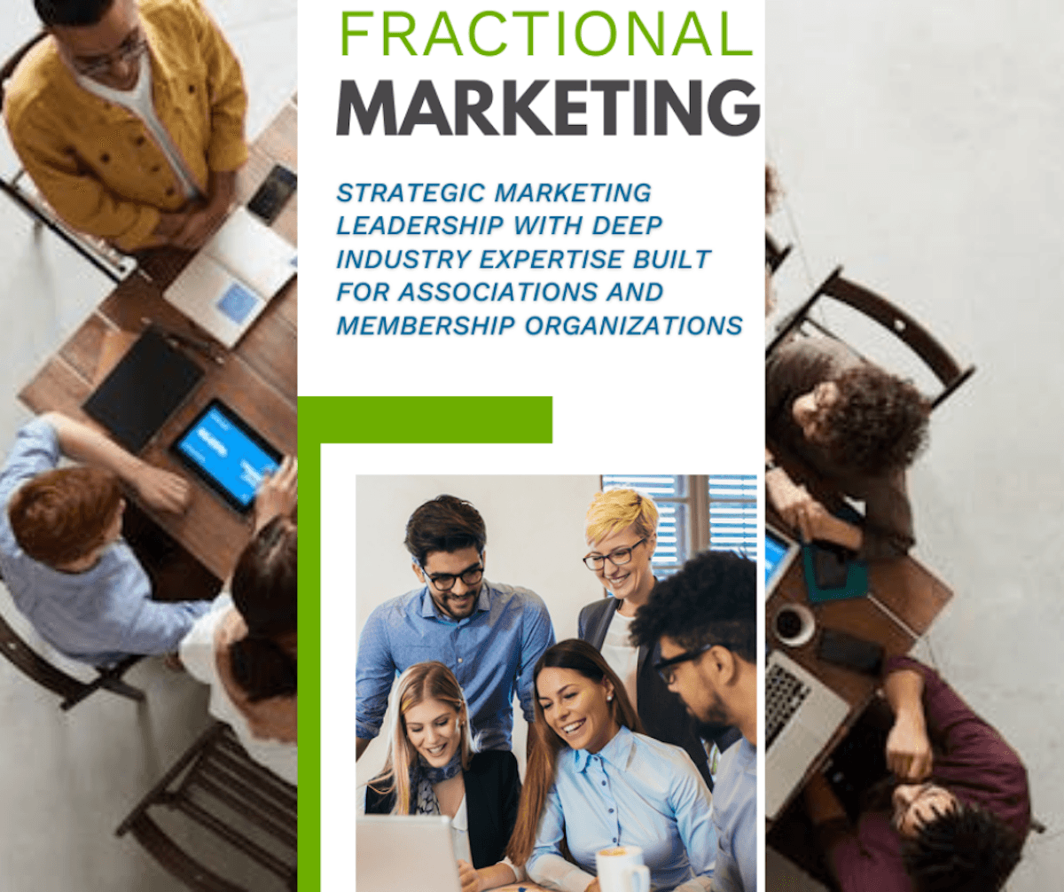 John Consulting graphic promoting fractional marketing leadership for associations and membership organizations.