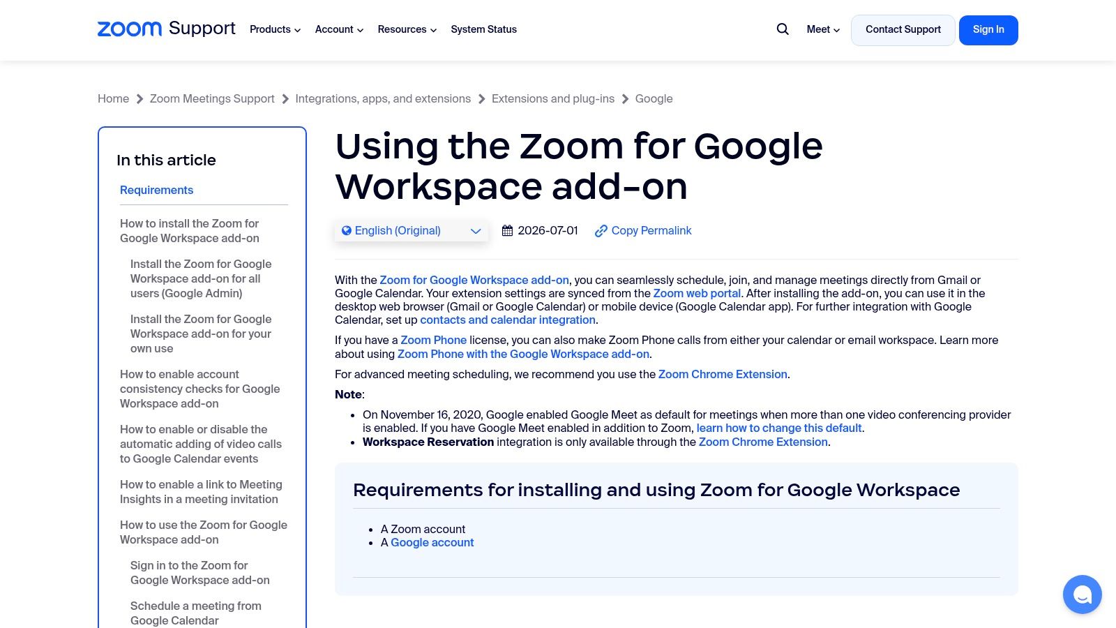 Zoom for Google Workspace