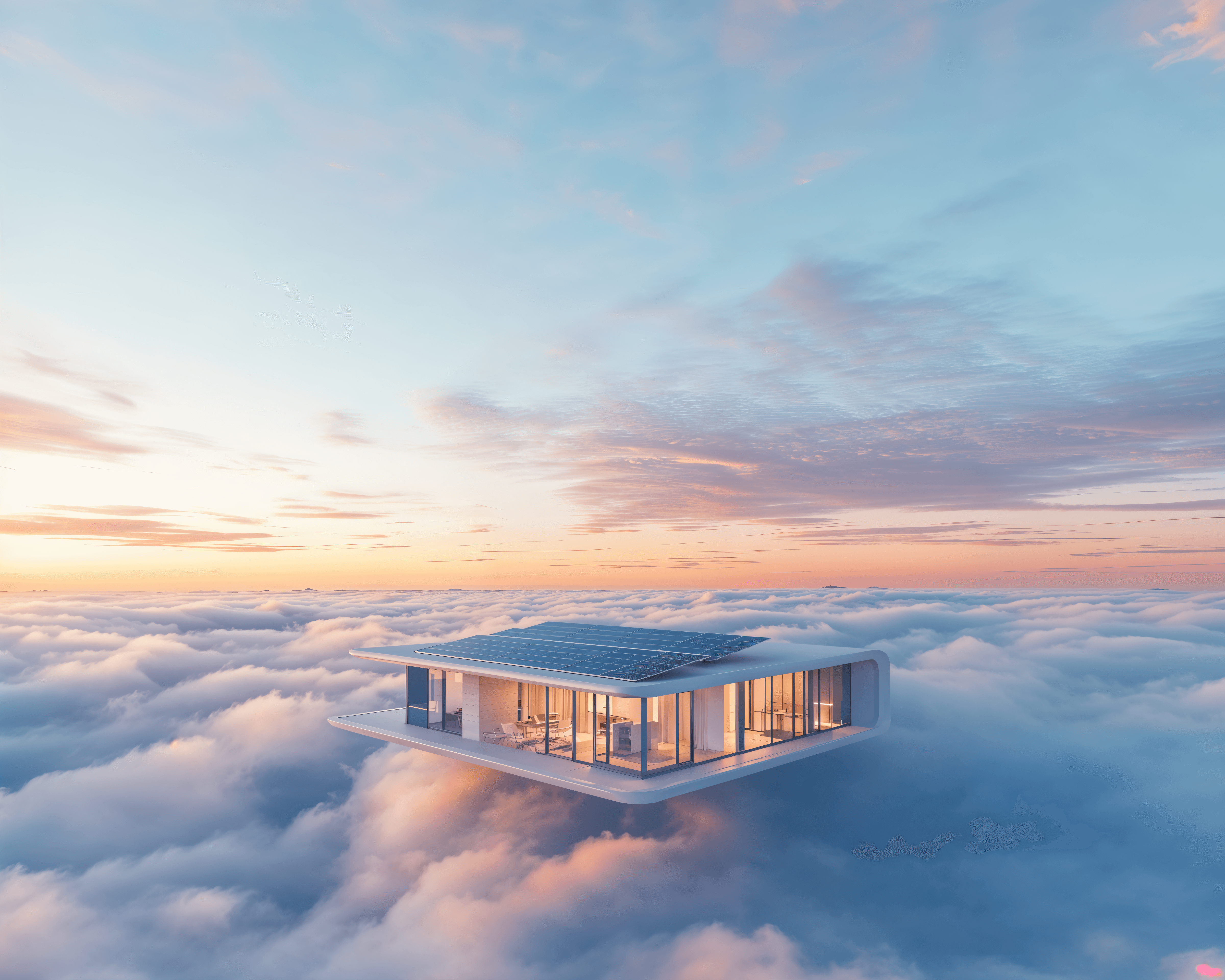 Northern lights over a solar powered home