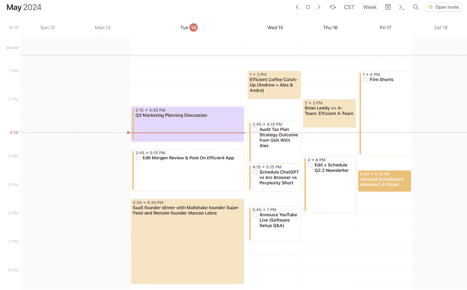 Screenshot of Morgen Calendar