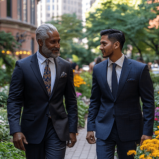 Two professionals engaged in a deep conversation reflecting Ayushman's mentoring services. Perfect for aspiring entrepreneurs seeking guidance on starting or scaling AI-driven ventures and aligning goals with effective strategies.