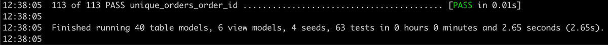 DuckDB running 113 models in 2.65s