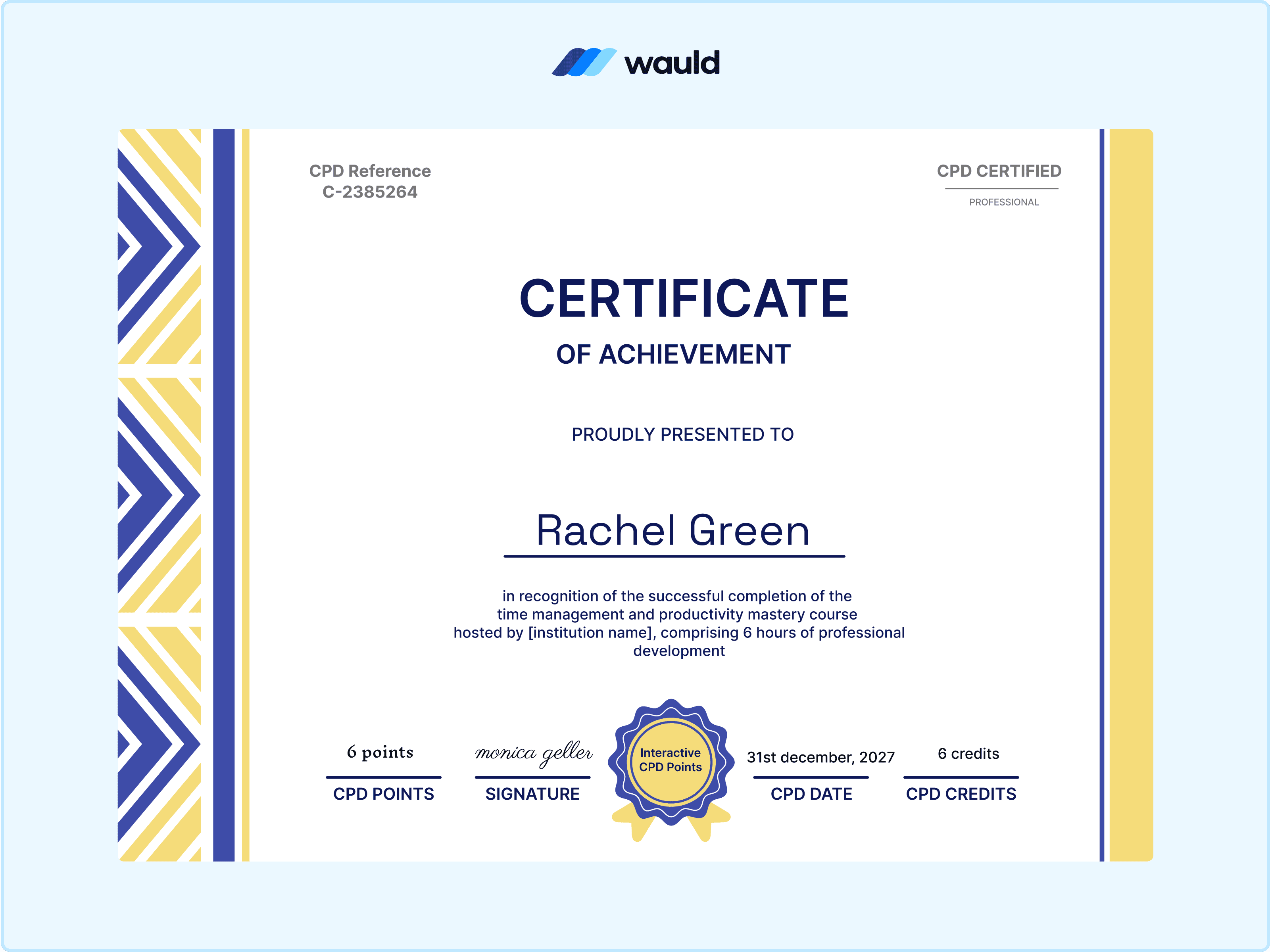 Wauld - Sophisticated CPD certificate template