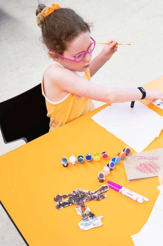 A student working on an arts and crafts project