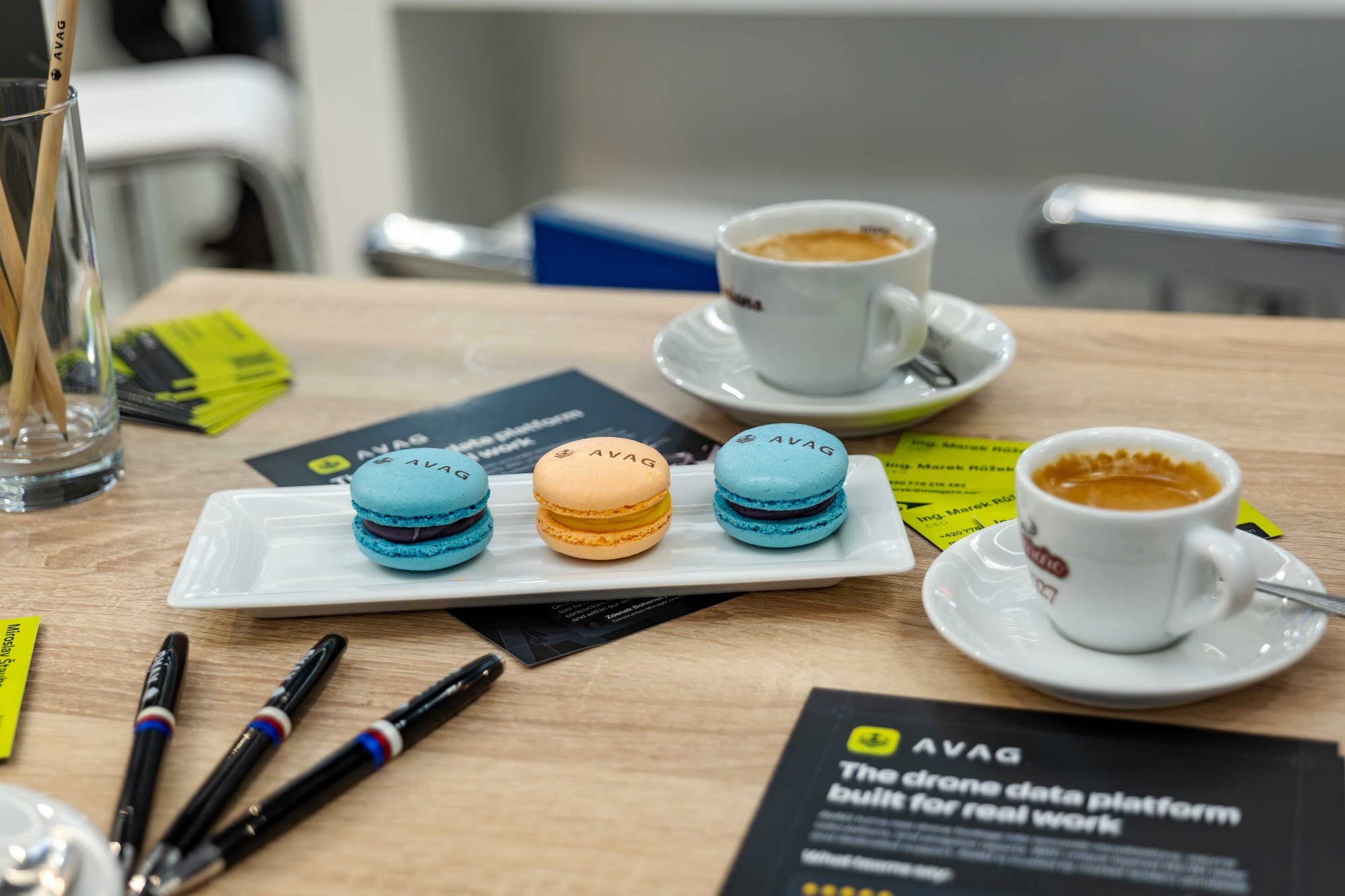 AVAG macarons and merch