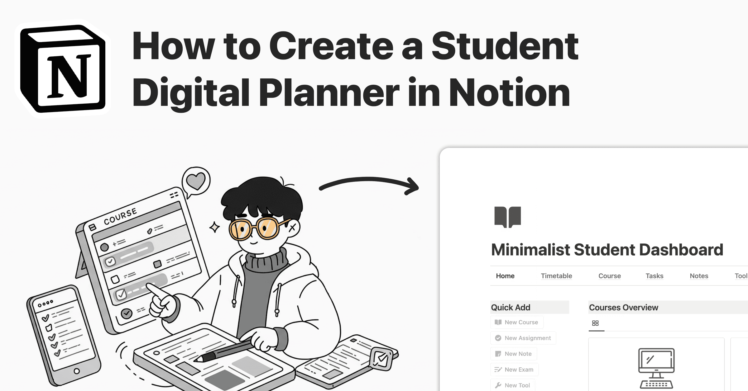 Featured Image of "How to Create a Student Digital Planner in Notion"