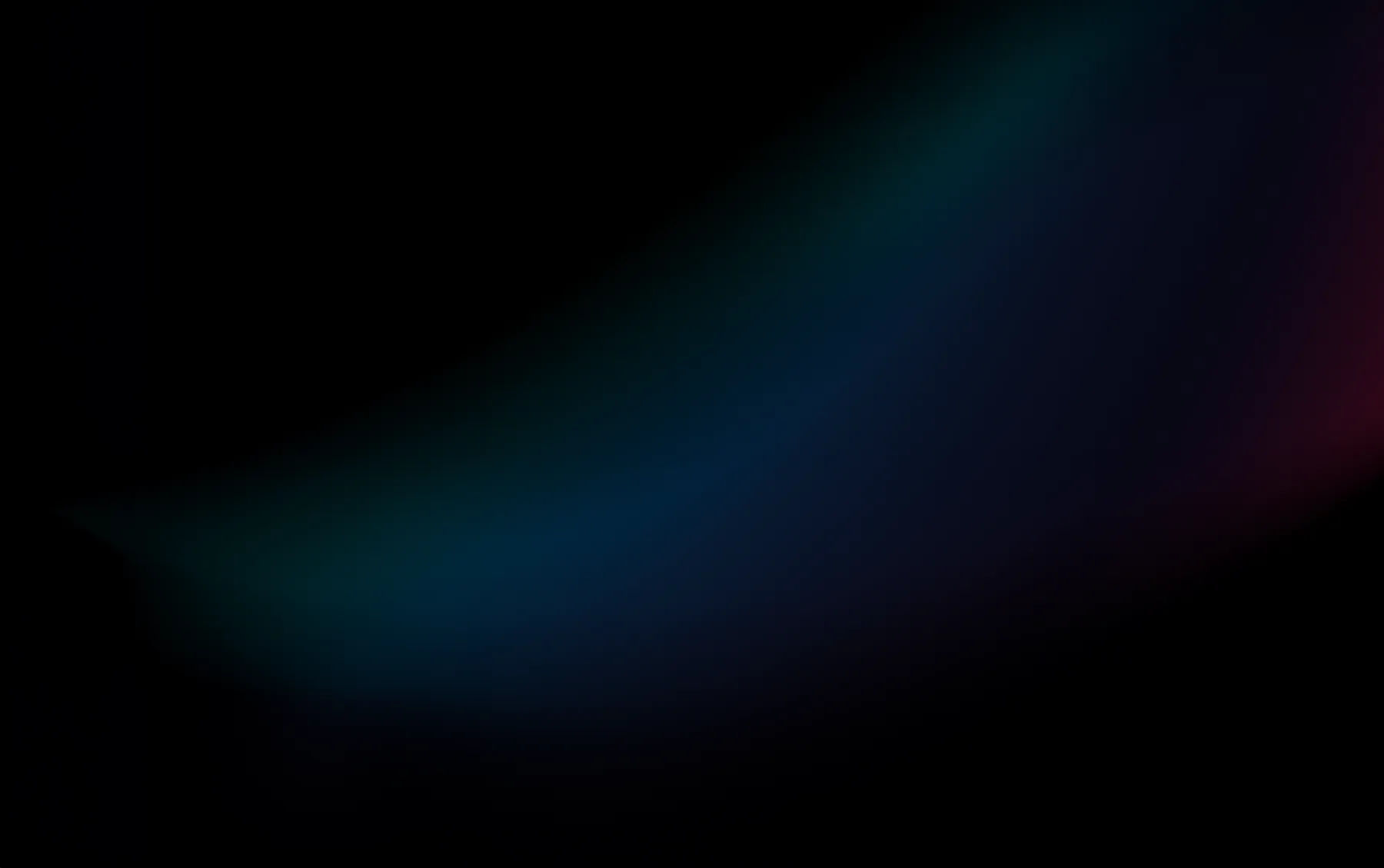 Abstract image of a dark background with blurry teal, blue, and pink gradients.