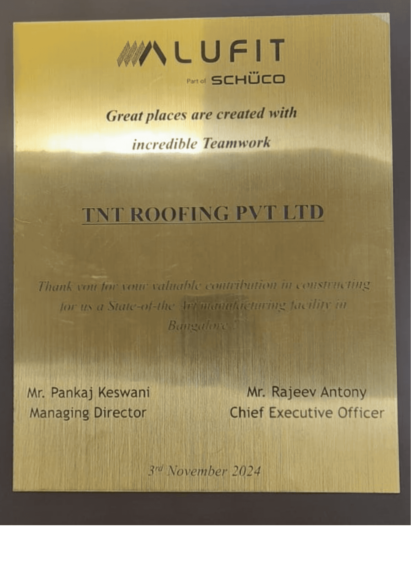 Framed certificate of affiliation with KPDA
