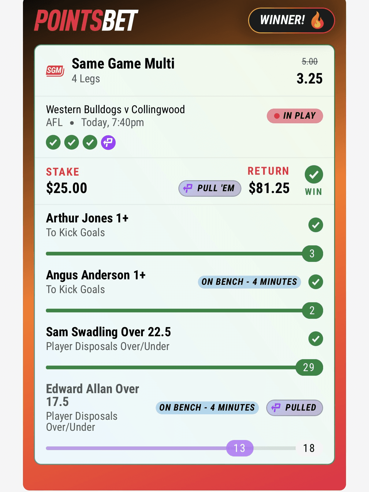 Winning slip