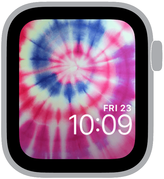 an apple watch face from the tie dye collection