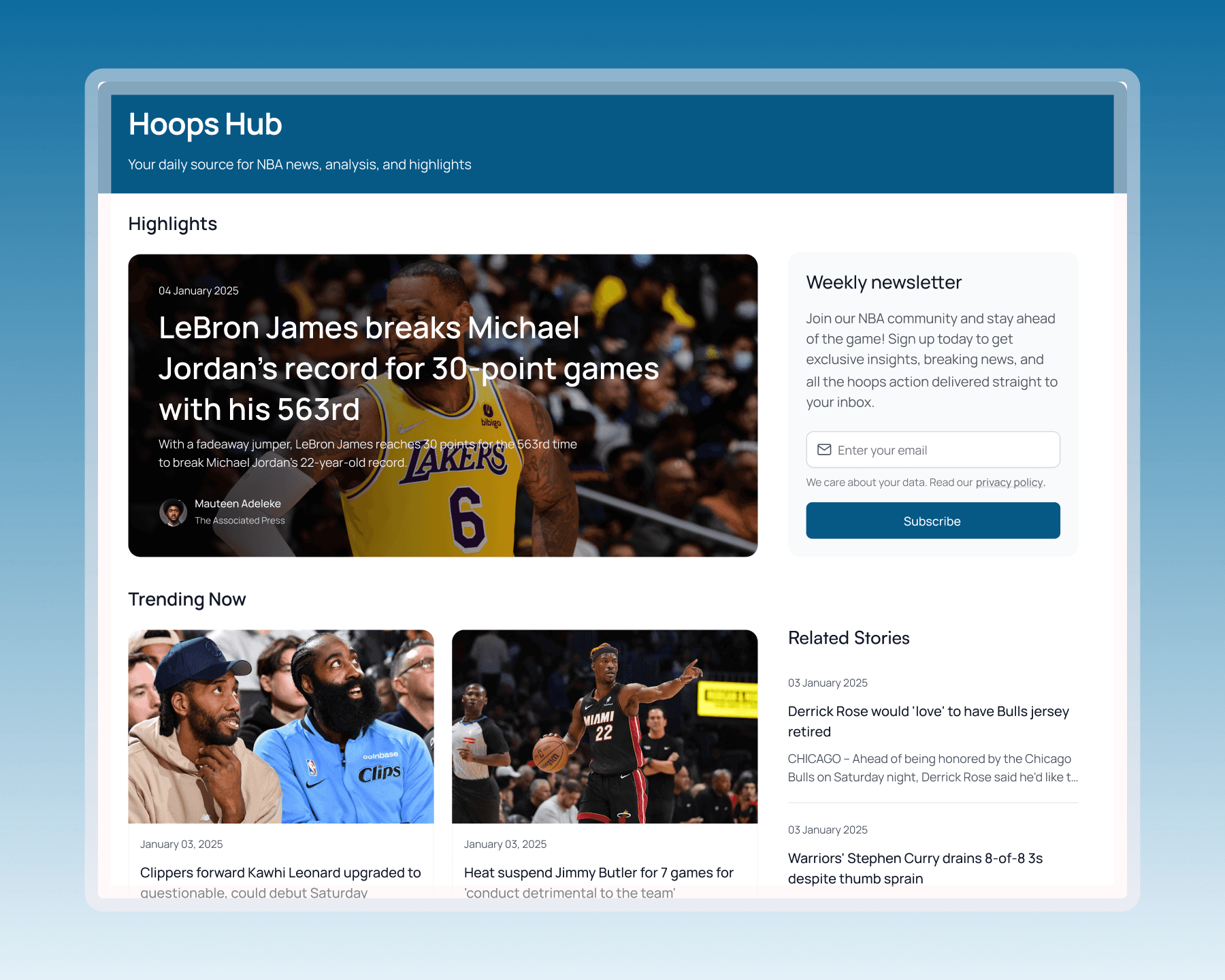 An AI powered healthcare company landing page