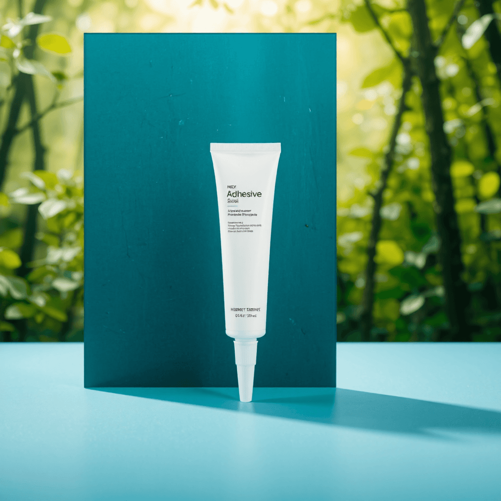 product photography of a tube of adhesive