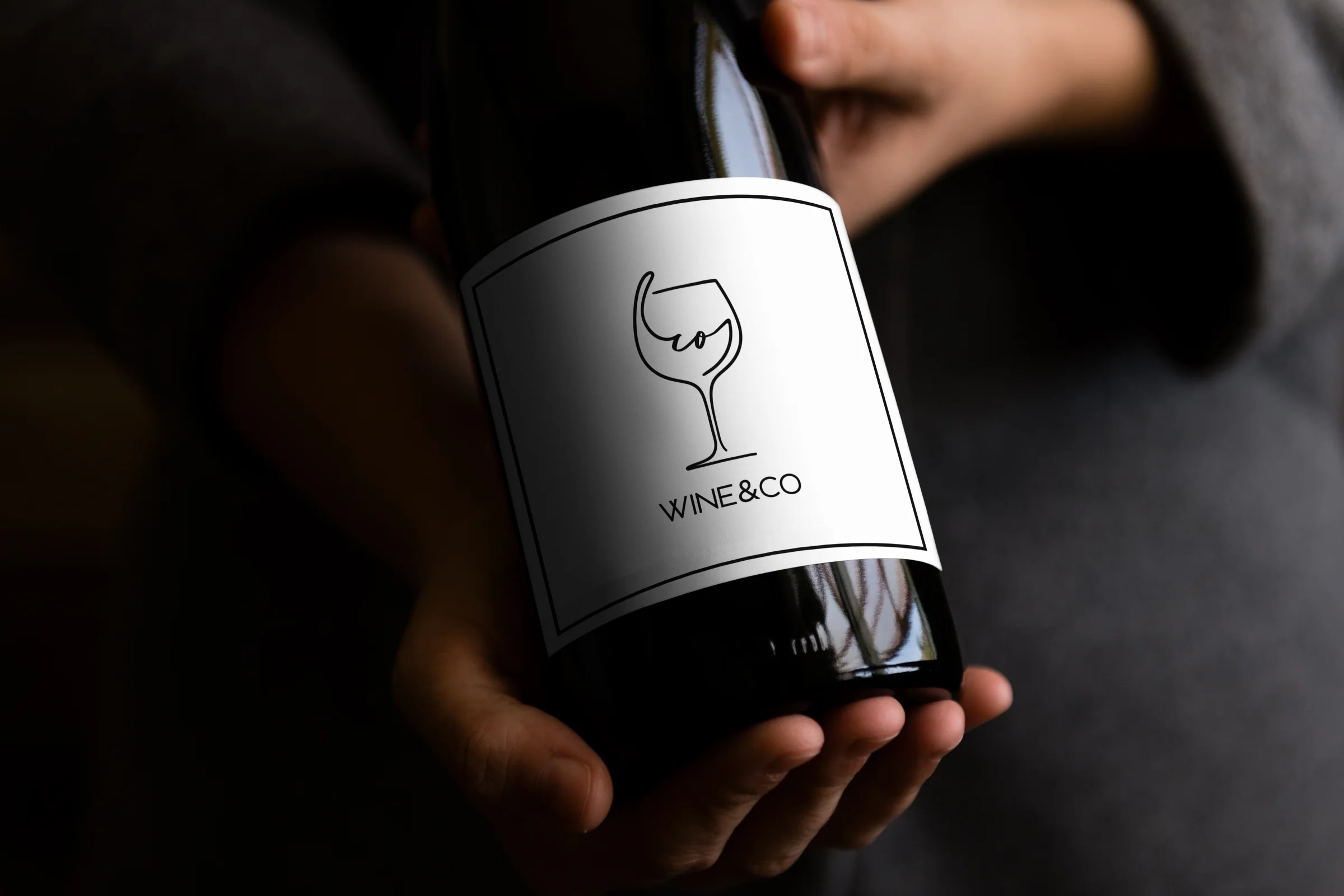 Wine&Co, wine bottle label mockup
