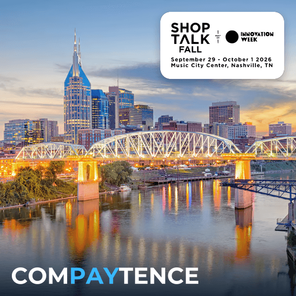 Skyline und Brücke von Nashville in der Dämmerung mit Shoptalk-Fall-Infos: 29. Sept. bis 1. Okt. 2026, Music City Center