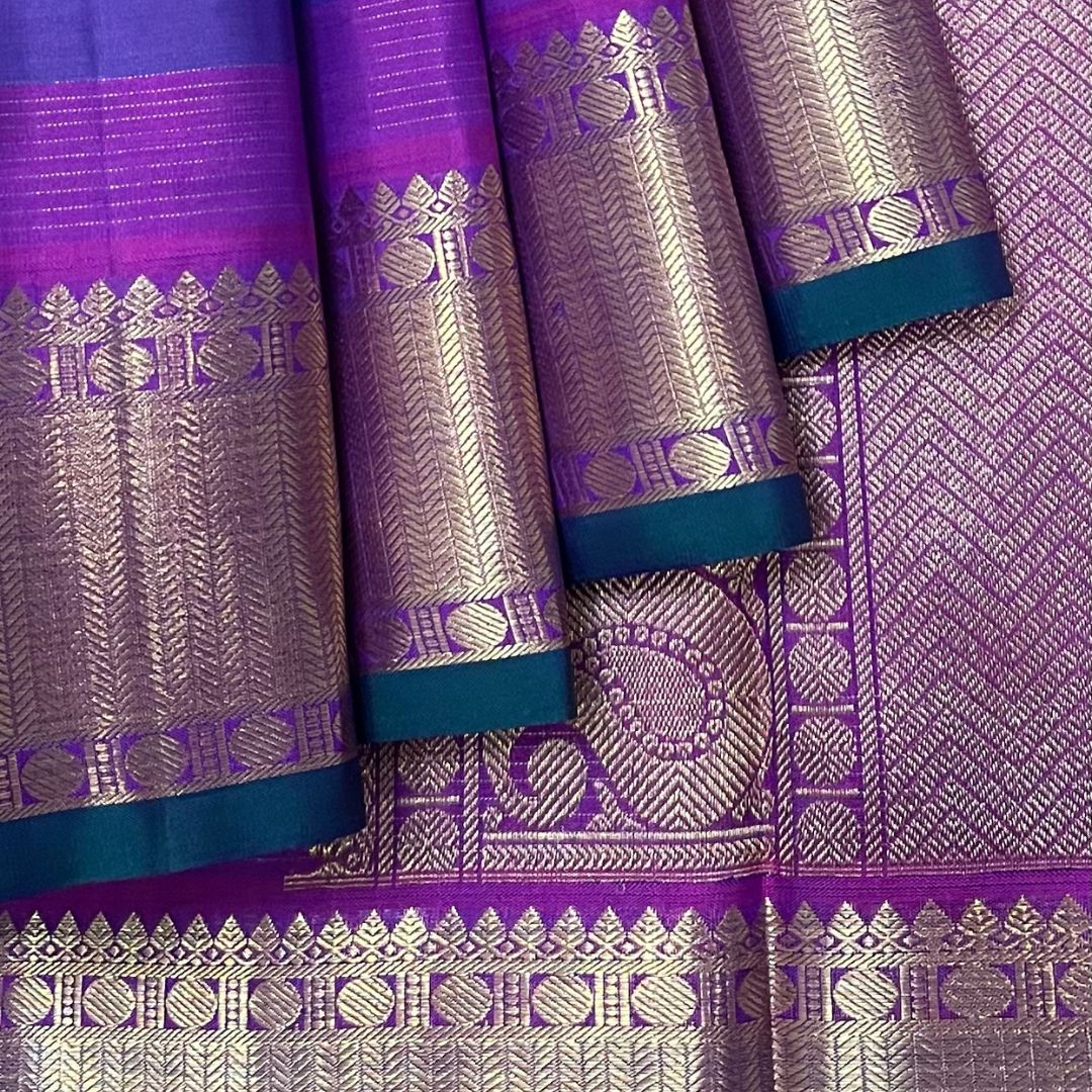 Royal Blue and Purple Kanchivaram Silk Saree