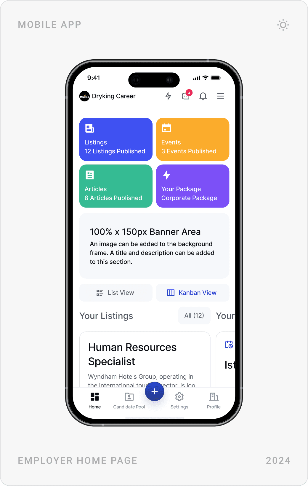 Clean Employer Dashboard Mobile Design