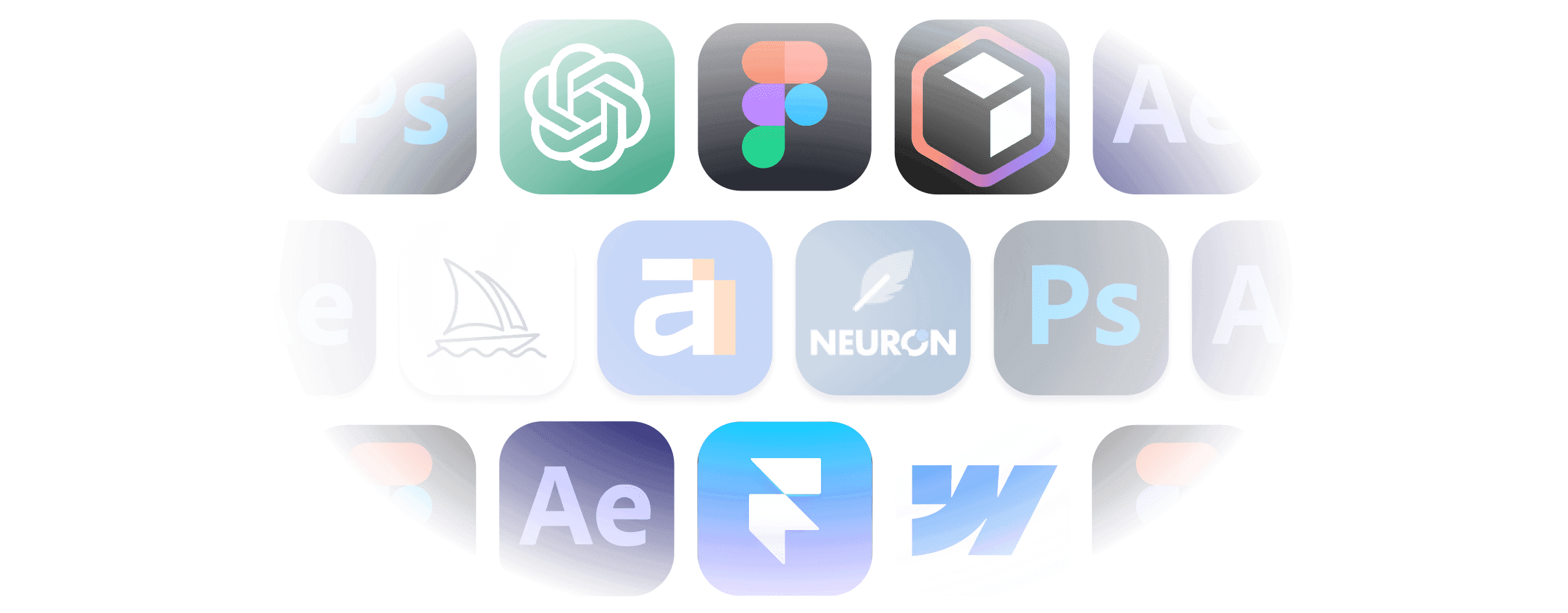 Icons showcasing diverse apps, featuring a Casa Verde framer template.