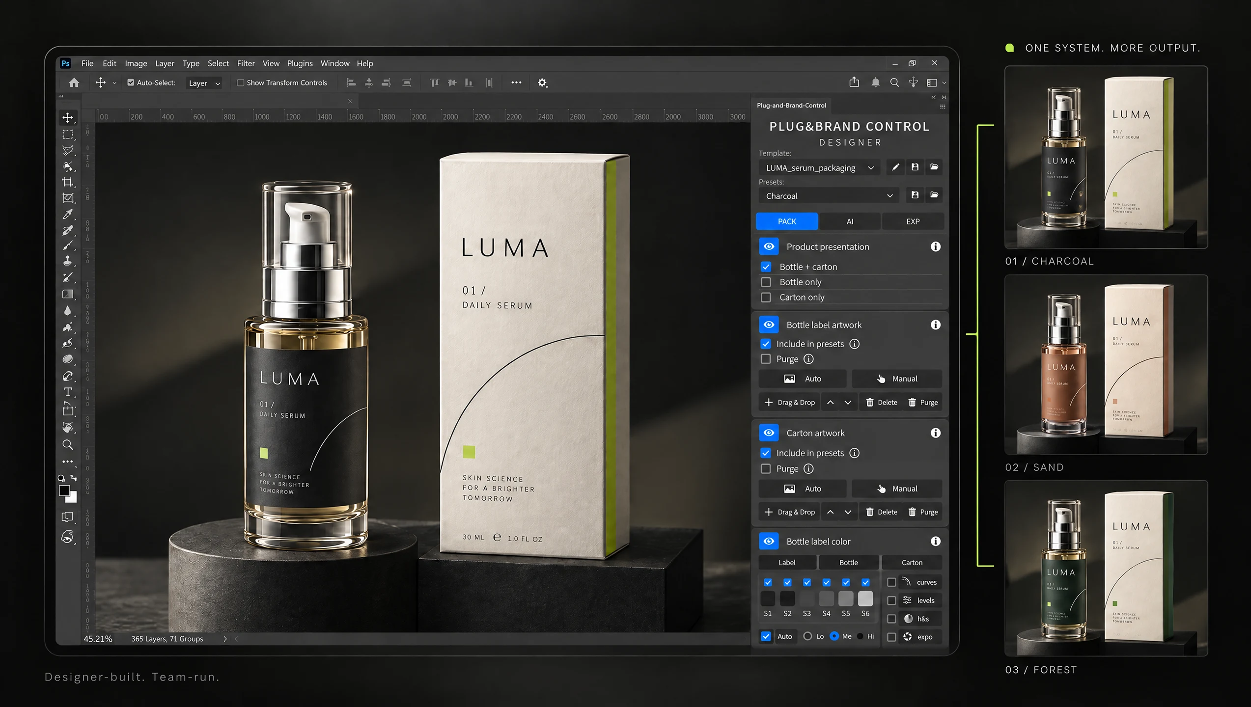 Plug&Brand controls running inside Photoshop