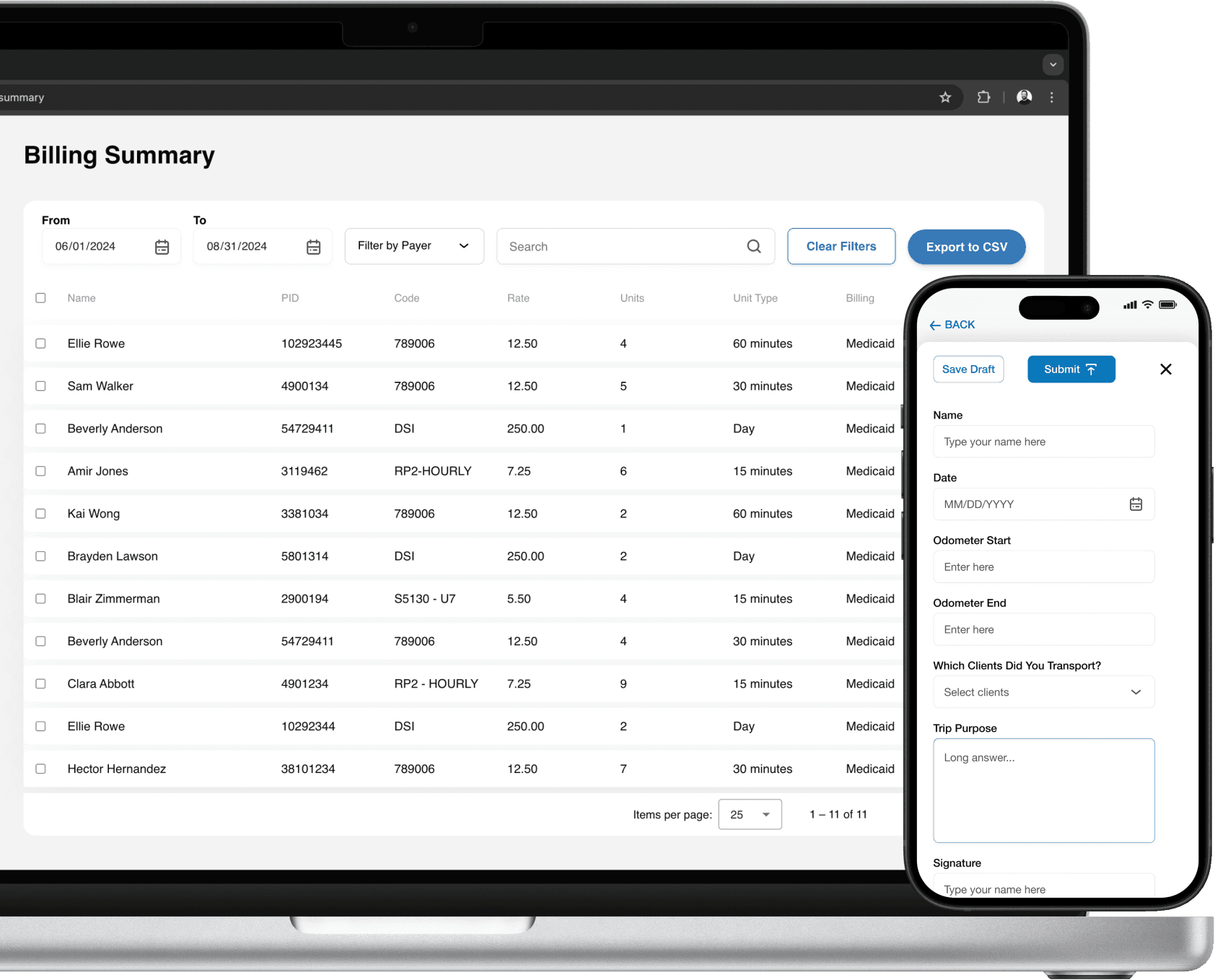 Billing and transportation form software.