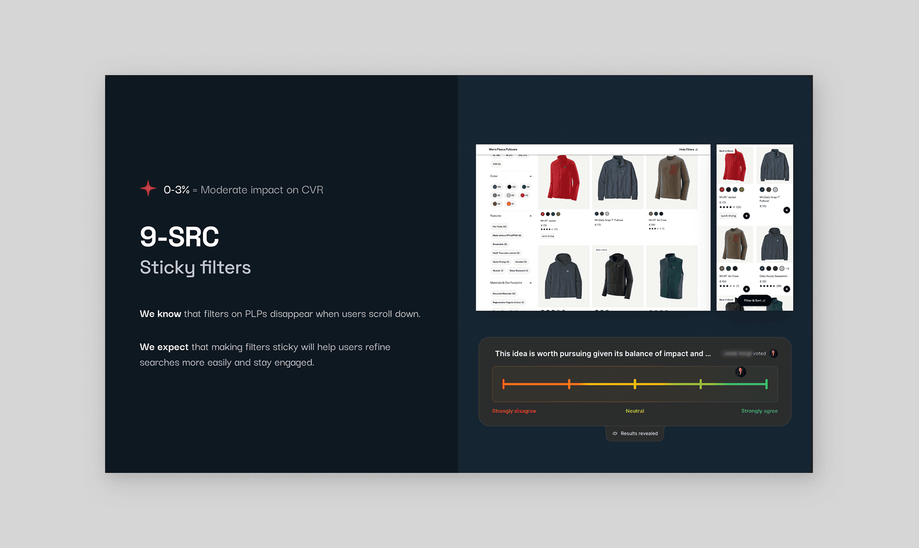 Slide with hypothesis and related website screenshot