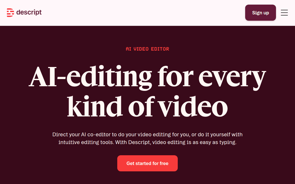 descript home page